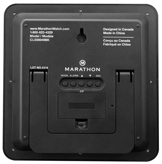 Marathon Clock Digital Wall Day Date Temperature Alarm & Moon Phase Black CL030049-BK-00-NA Image 2