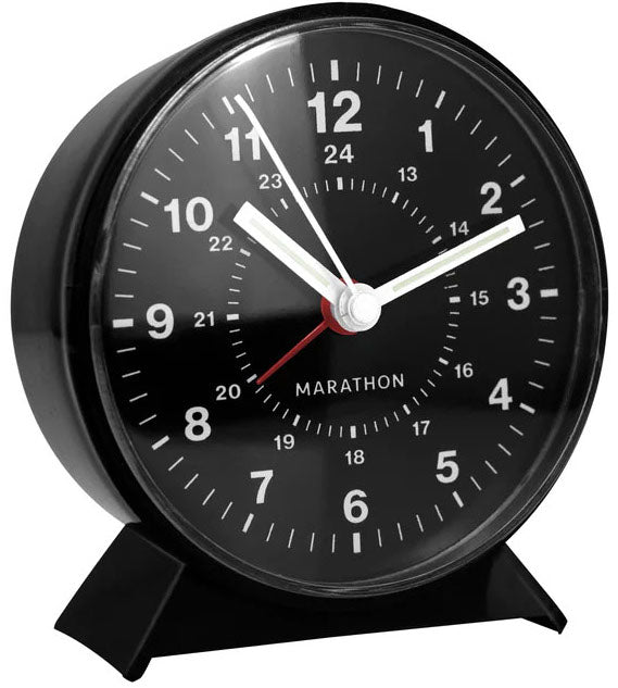 Marathon Clock Mechanical WindUp Alarm Black CL034001-BK-BK-NA Image 1