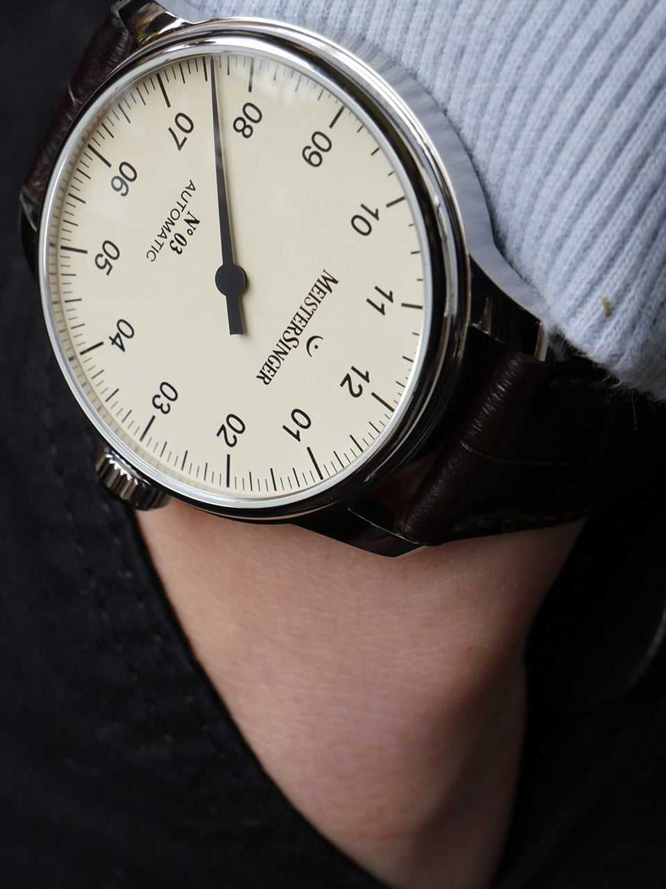 MeisterSinger N. 03 Watch AM903 Croco Print Brown Image 5