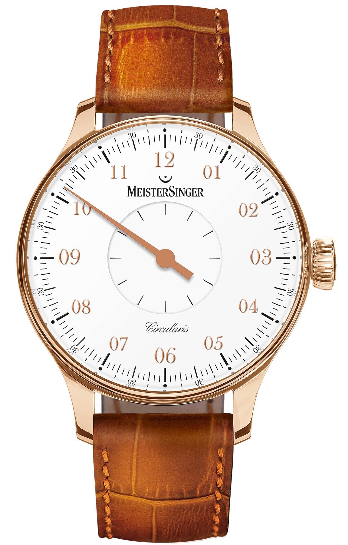 MeisterSinger Watch Circularis Gold White Limited Edition ED-CCG1 Cognac Strap Image 1