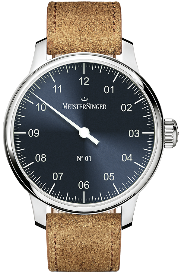 MeisterSinger Watch N. 01 Sunburst Blue DM317 Suede Cognac Image 1