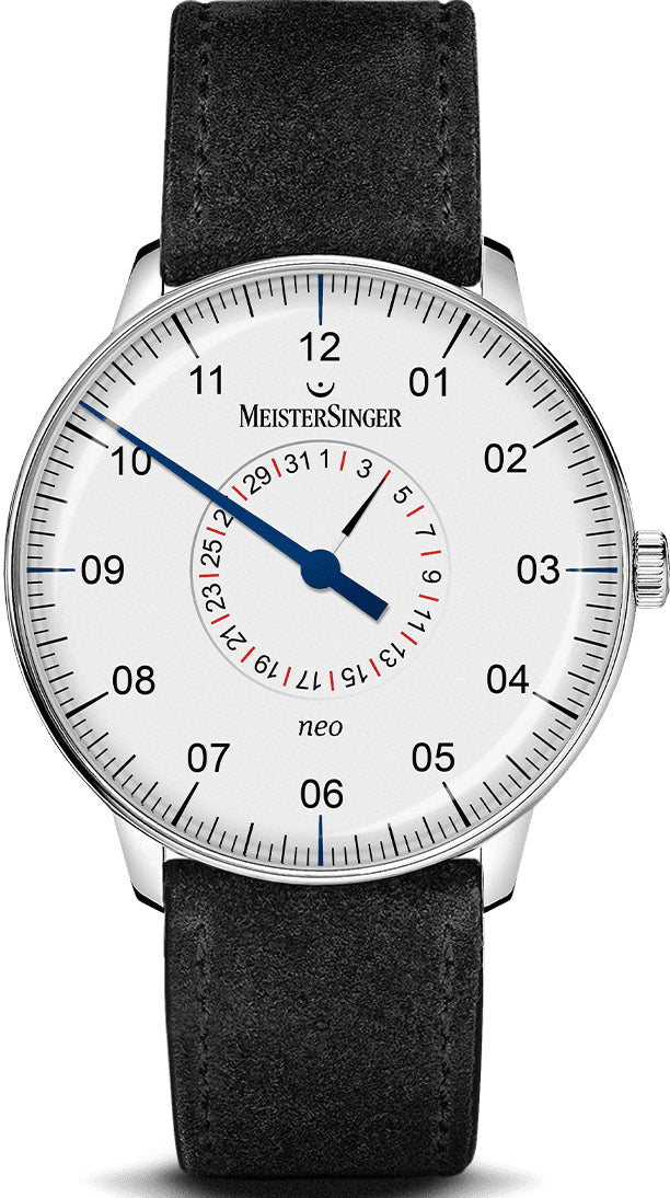MeisterSinger Watch Neo Plus Pointer Date NED401 Suede Leather Black Image 1