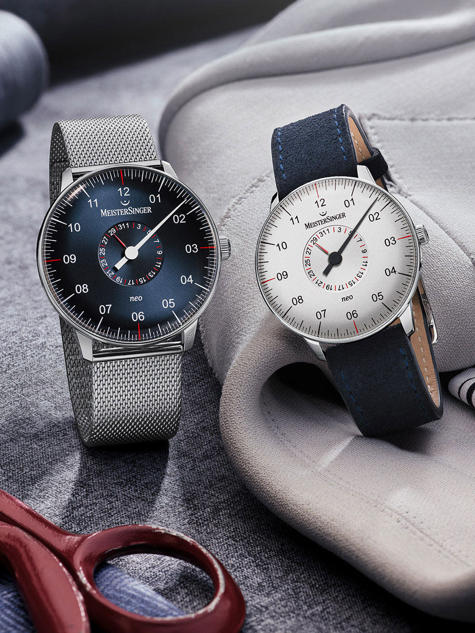 MeisterSinger Watch Neo Plus Pointer Date NED401 Suede Leather Black Image 5