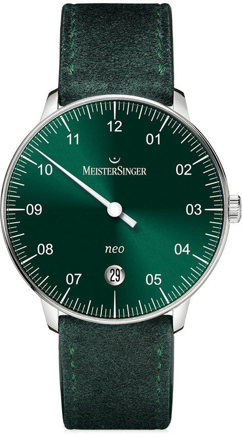 MeisterSinger Watch Neo Suede Sunburst Green NE909N Green Suede Image 1