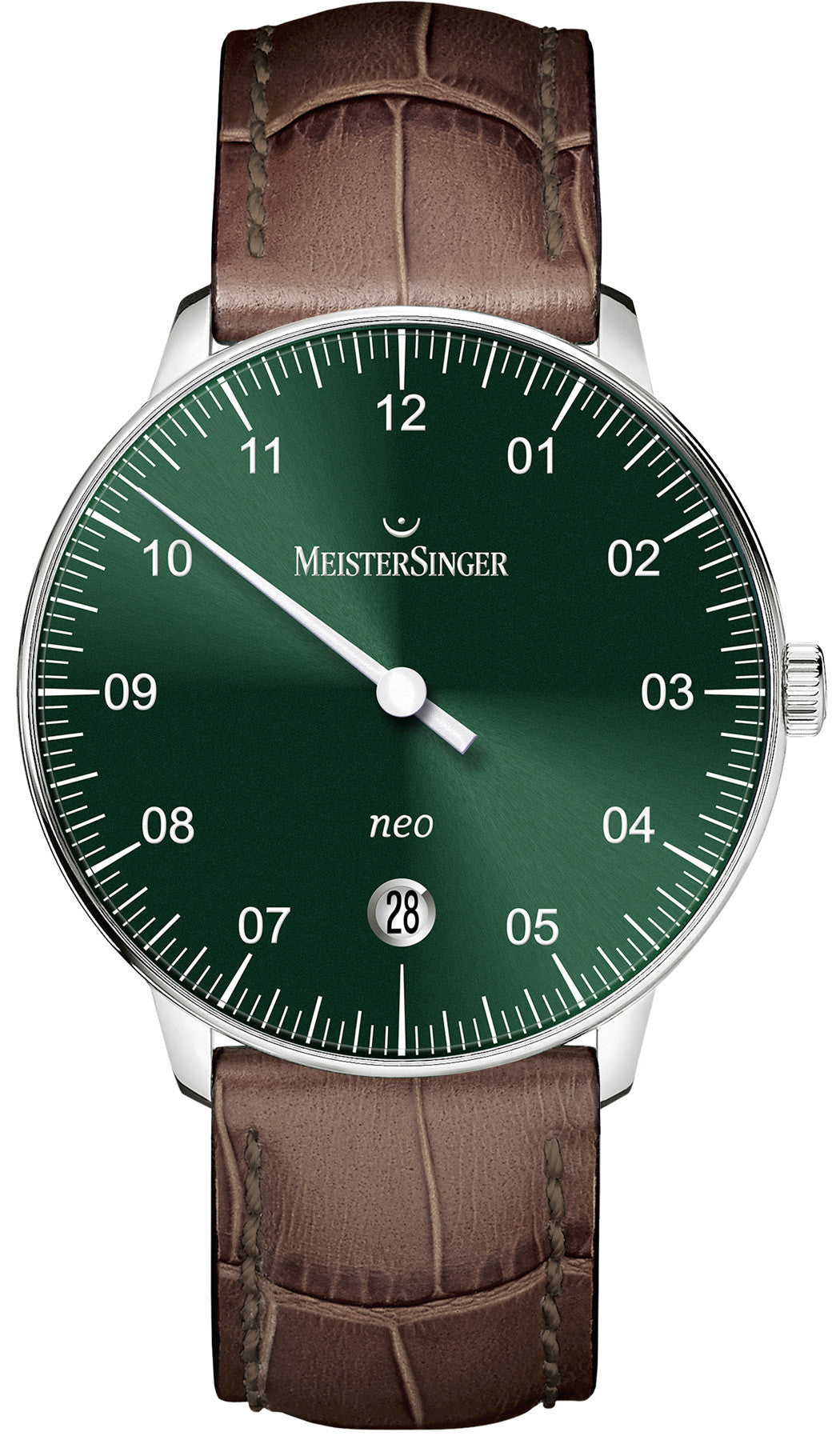 MeisterSinger Watch Neo Sunburst Green NE909N Brown Croc Leather Image 1