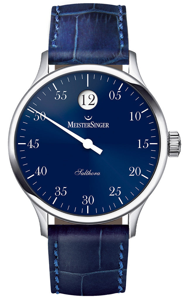 MeisterSinger Watch Salthora Jumping Hour SH908 Croco Print Blue Image 1