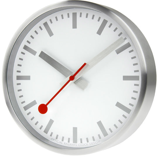 Mondaine Clock Pure Edition Aluminium Brushed Silver D A990.CLOCK.17SBV Image 1