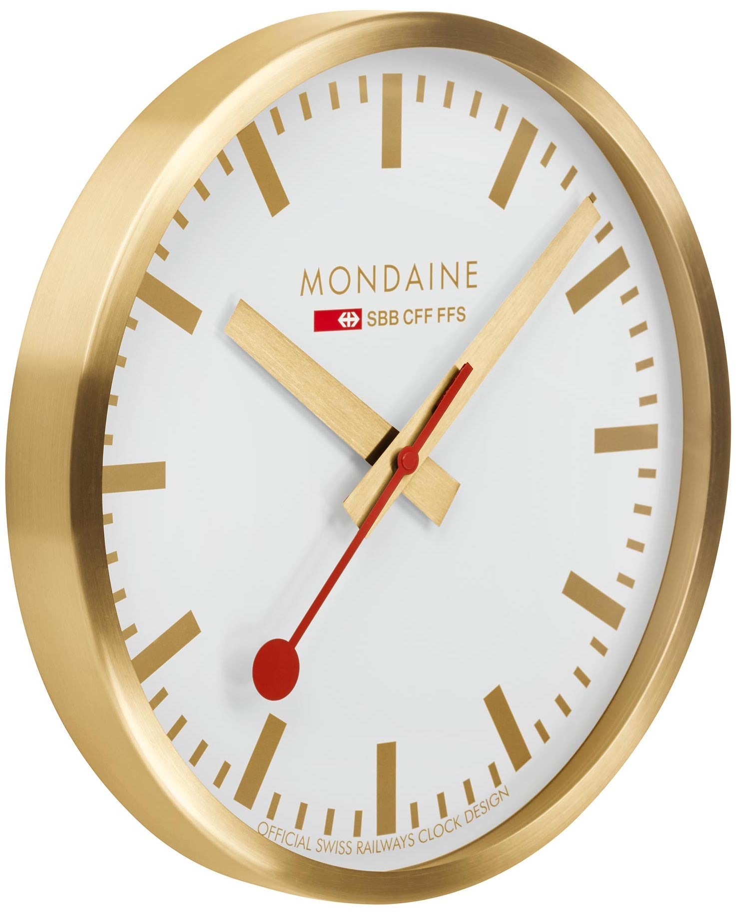 Mondaine Clock Wall Brushed Gold 40cm Watch A995.CLOCK.17SBG Image 1