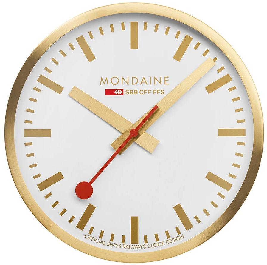 Mondaine Clock Wall Kitchen Gold Watch A990.CLOCK.18SBG Image 1
