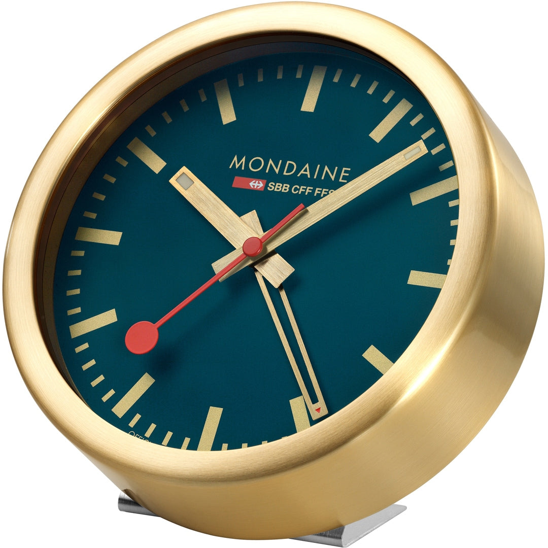 Mondaine Clock Wall & Table Alarm Blue Brushed Gold A997.MCAL.46SBG Image 3