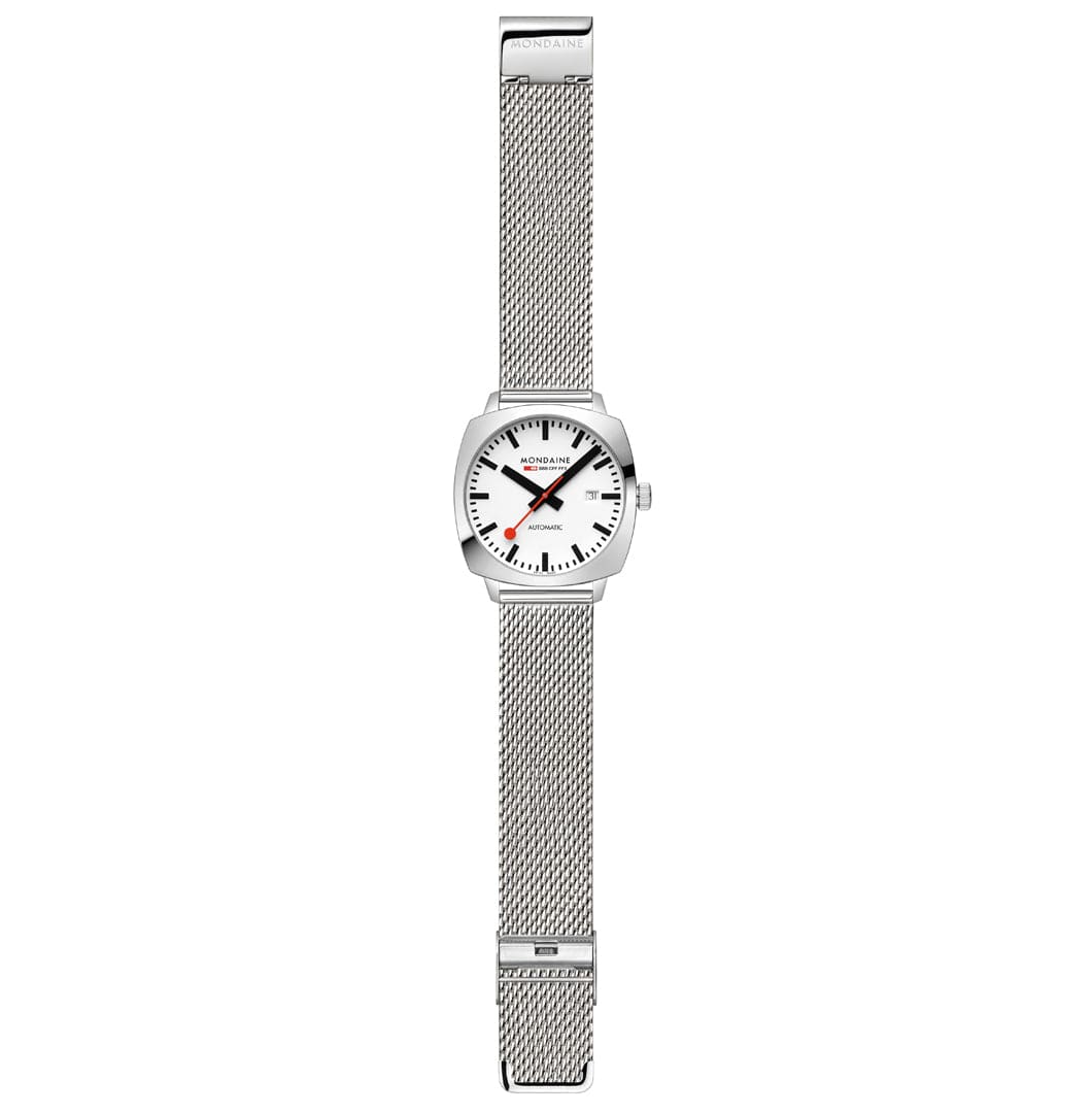 Mondaine Cushion Automatic White Bracelet Watch MDN-501 Image 7
