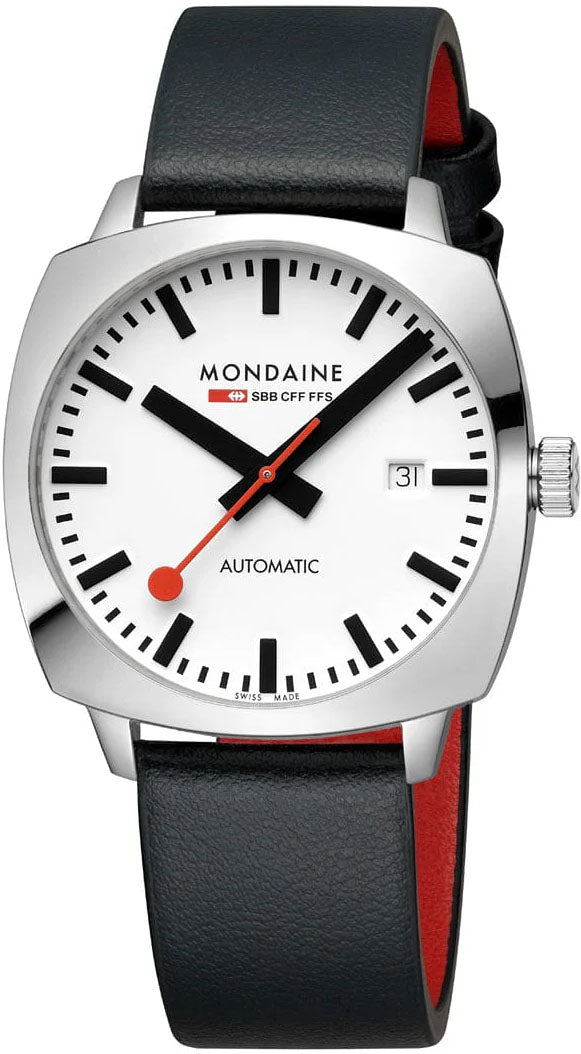 Mondaine Cushion Automatic White Watch MDN-500 Image 1