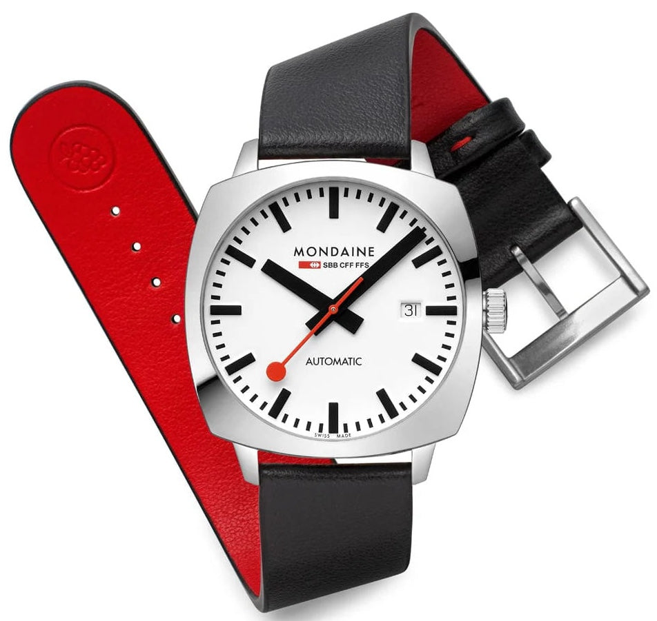 Mondaine Cushion Automatic White Watch MDN-500 Image 10