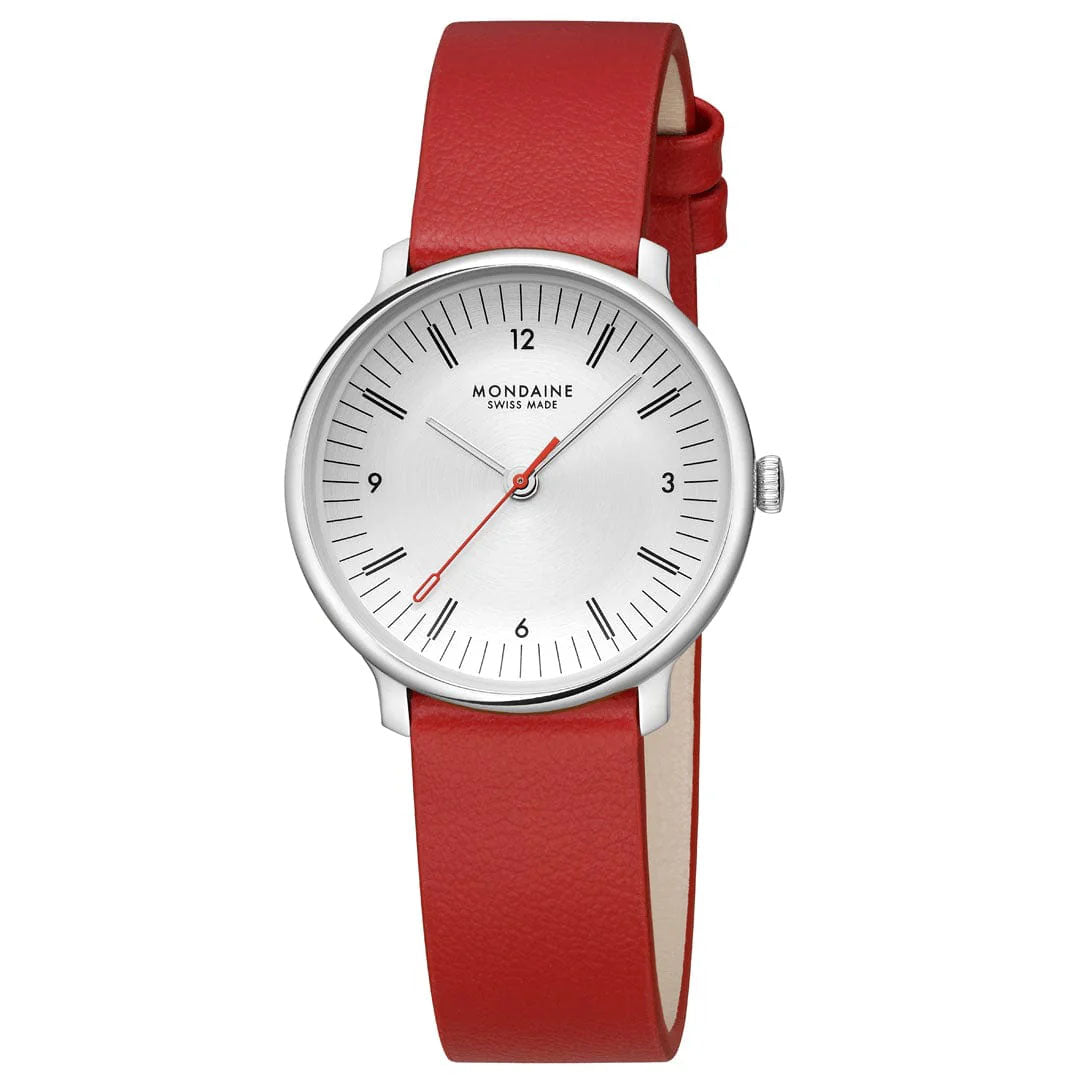 Mondaine Doppio 33mm Red Vegan Grape Leather Watch MDN-516 Image 2