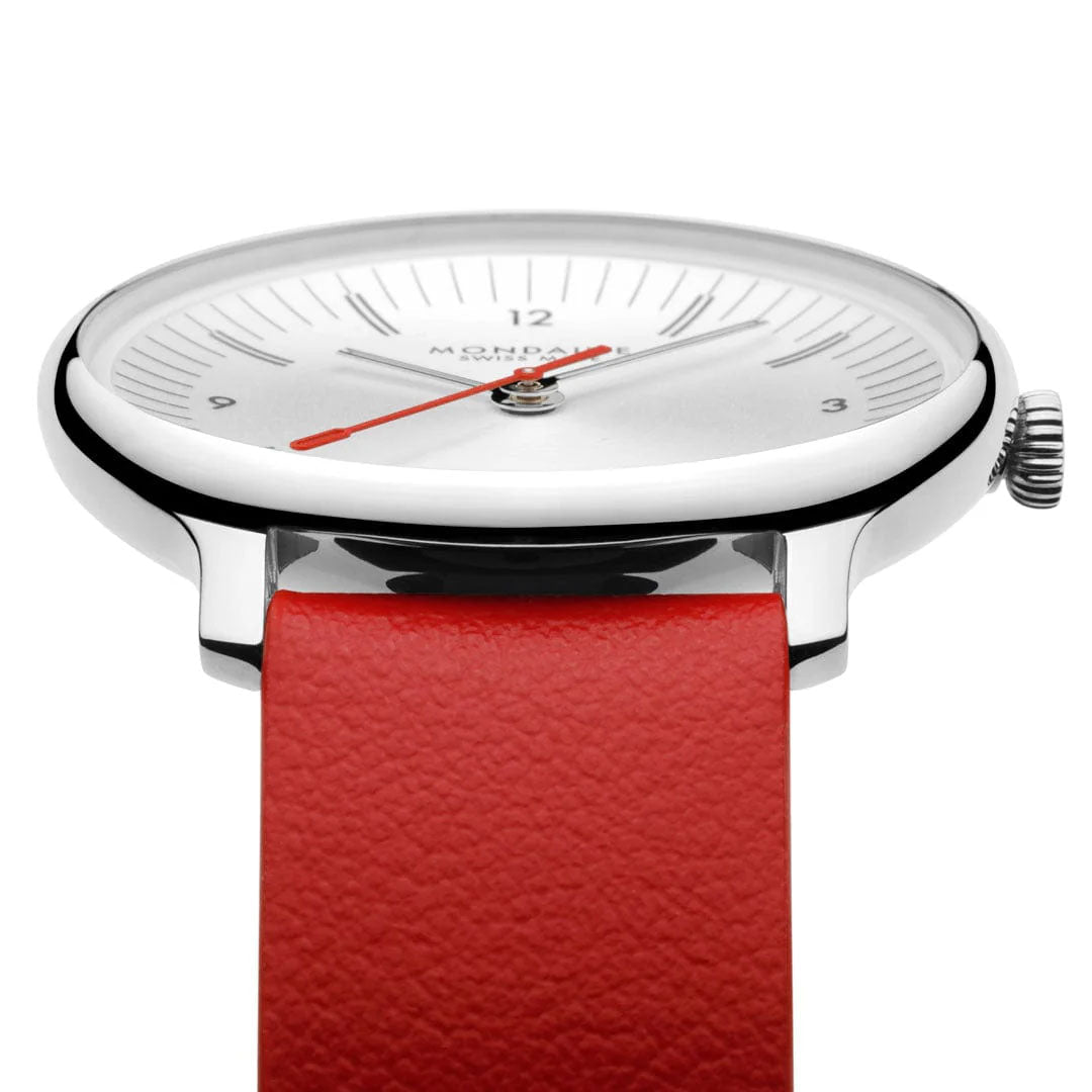 Mondaine Doppio 33mm Red Vegan Grape Leather Watch MDN-516 Image 3