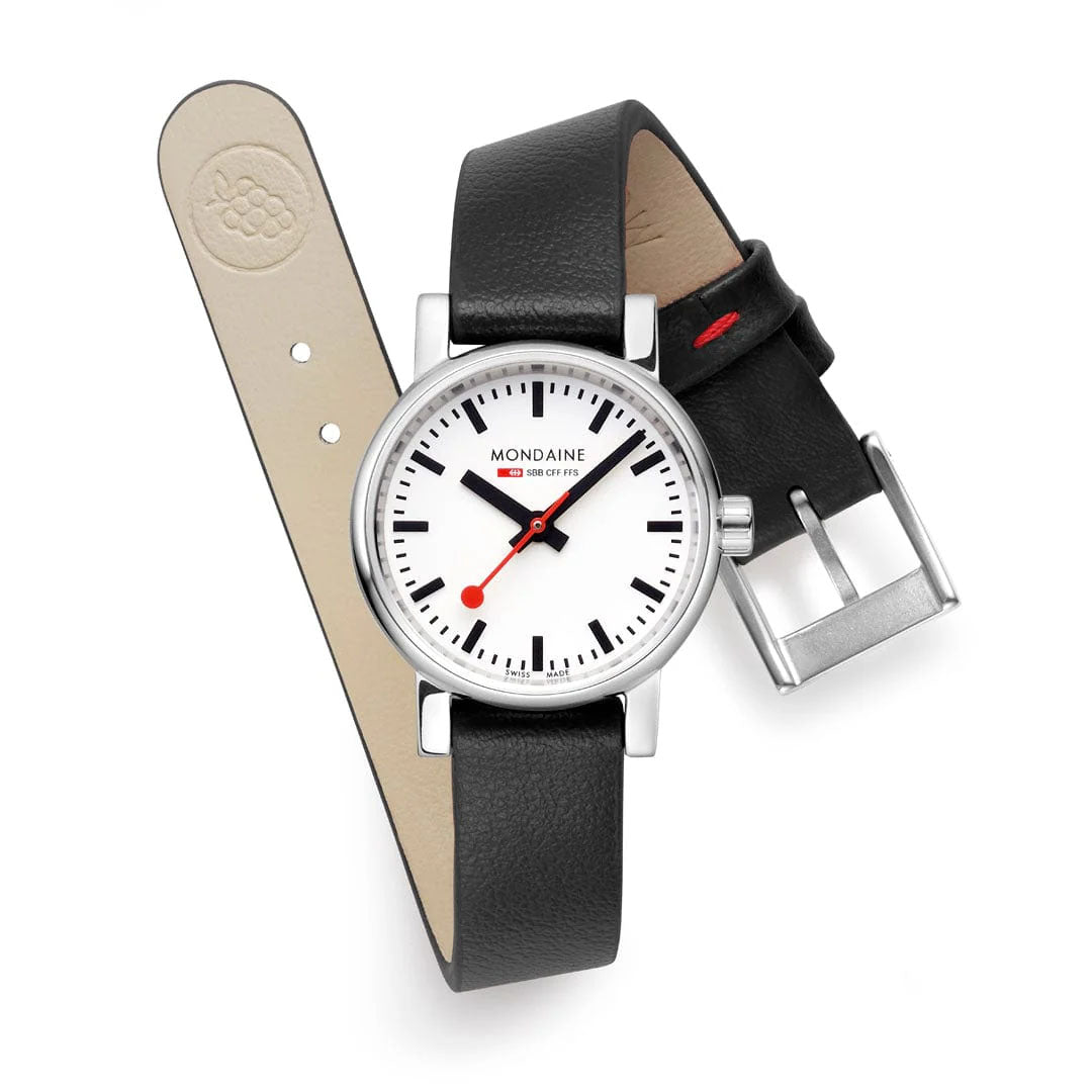 Mondaine Evo2 Black Vegan Grape Leather Watch MSE.26110.LBV Image 3