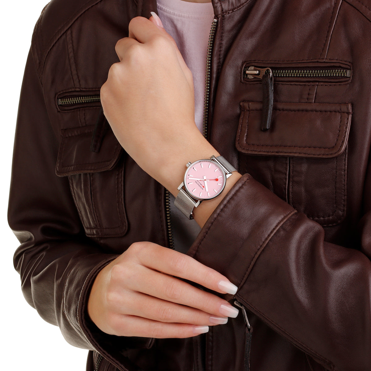 Mondaine Evo2 Sunrise 35mm Pink Watch MSE.35130.SM Image 6