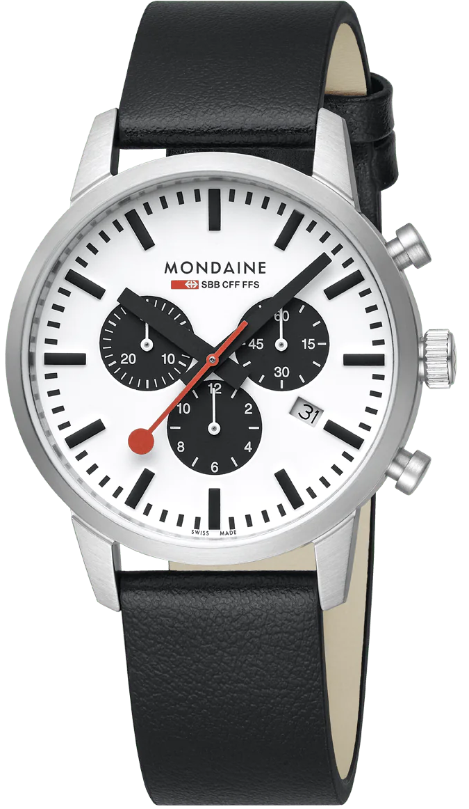 Mondaine Neo 41mm Black Vegan Grape Leather Watch MDN-480 Image 1