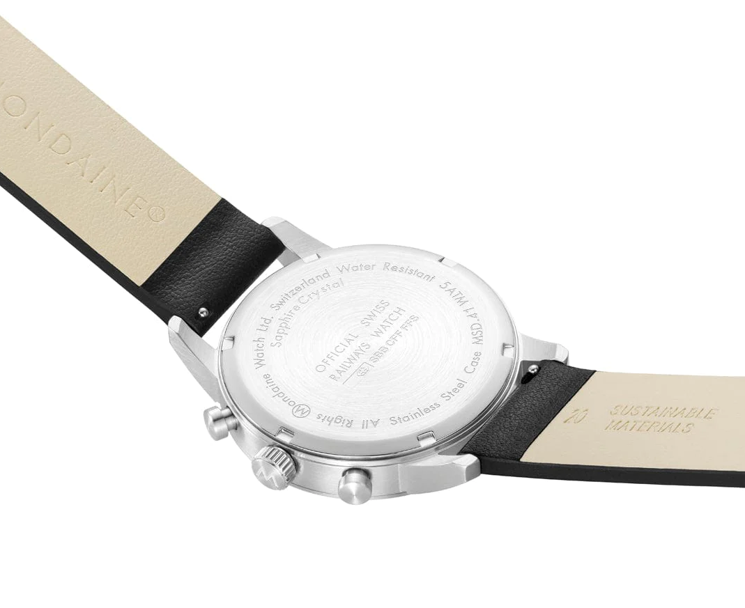 Mondaine Neo 41mm Black Vegan Grape Leather Watch MDN-480 Image 4