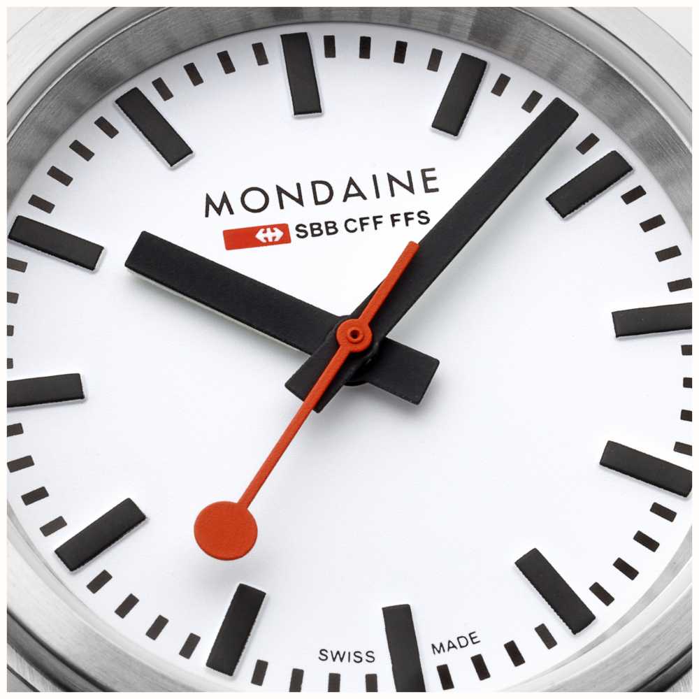 Mondaine SBB Stop2Go BackLight White Grape Leather Watch MST.3401B.LBV.SET Image 4