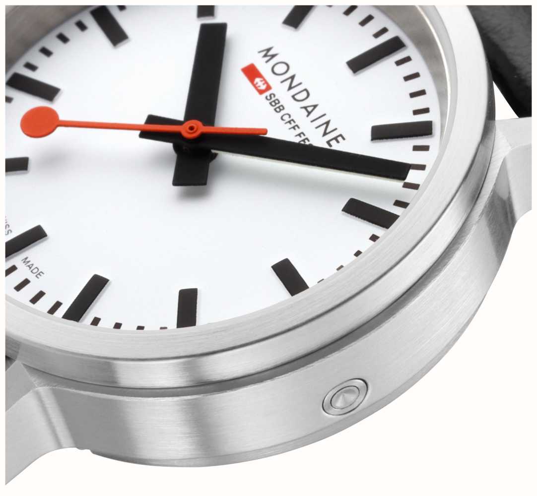 Mondaine SBB Stop2Go BackLight White Grape Leather Watch MST.3401B.LBV.SET Image 5