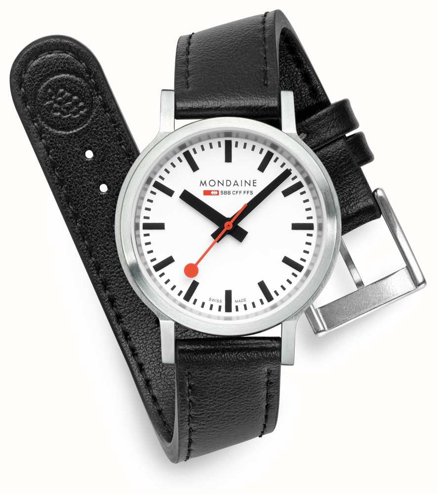 Mondaine SBB Stop2Go BackLight White Grape Leather Watch MST.3401B.LBV.SET Image 8