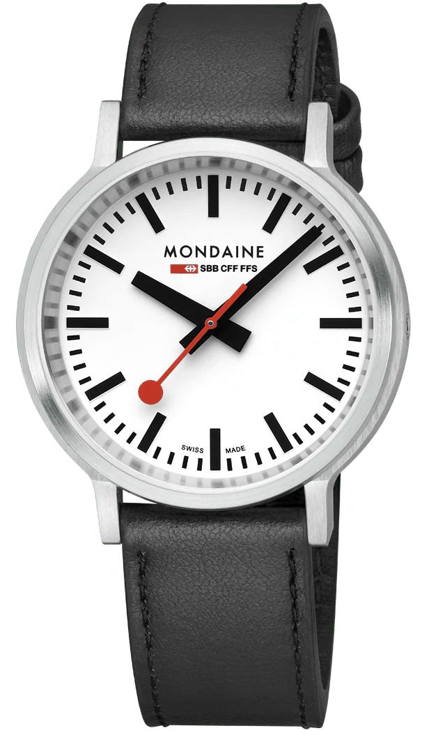 Mondaine SBB Stop2Go BackLight White Grape Leather Watch MST.4101B.LBV.2SE Image 1