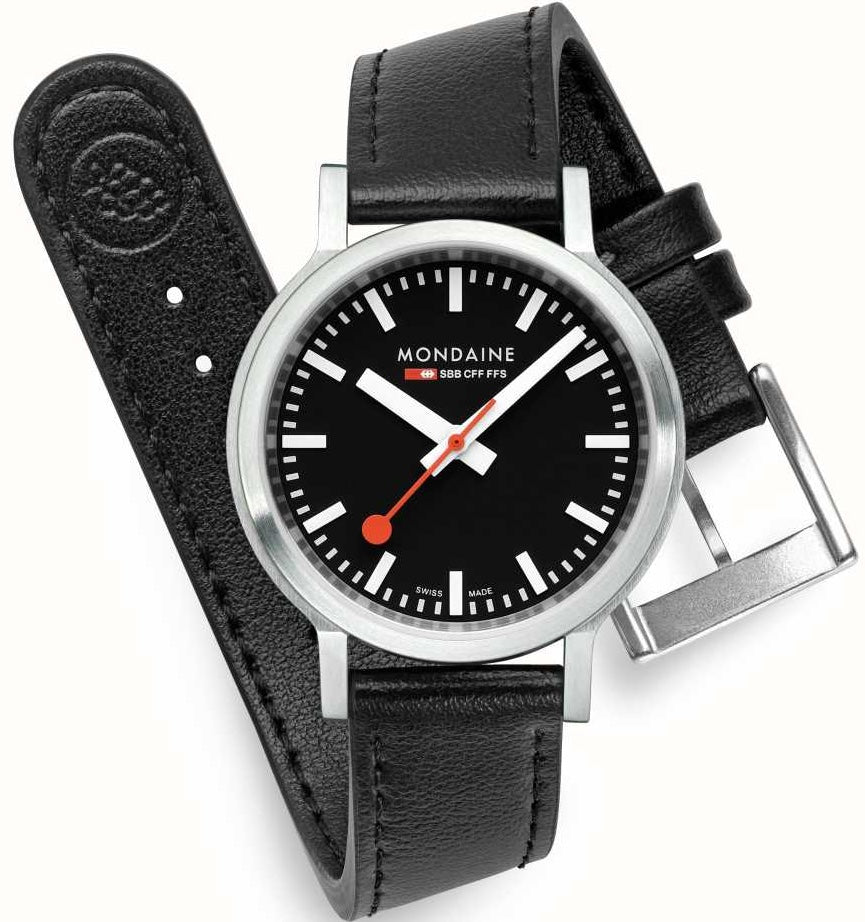 Mondaine SBB Stop2Go Black Grape Leather Watch MST.34020.LBV.SET Image 6
