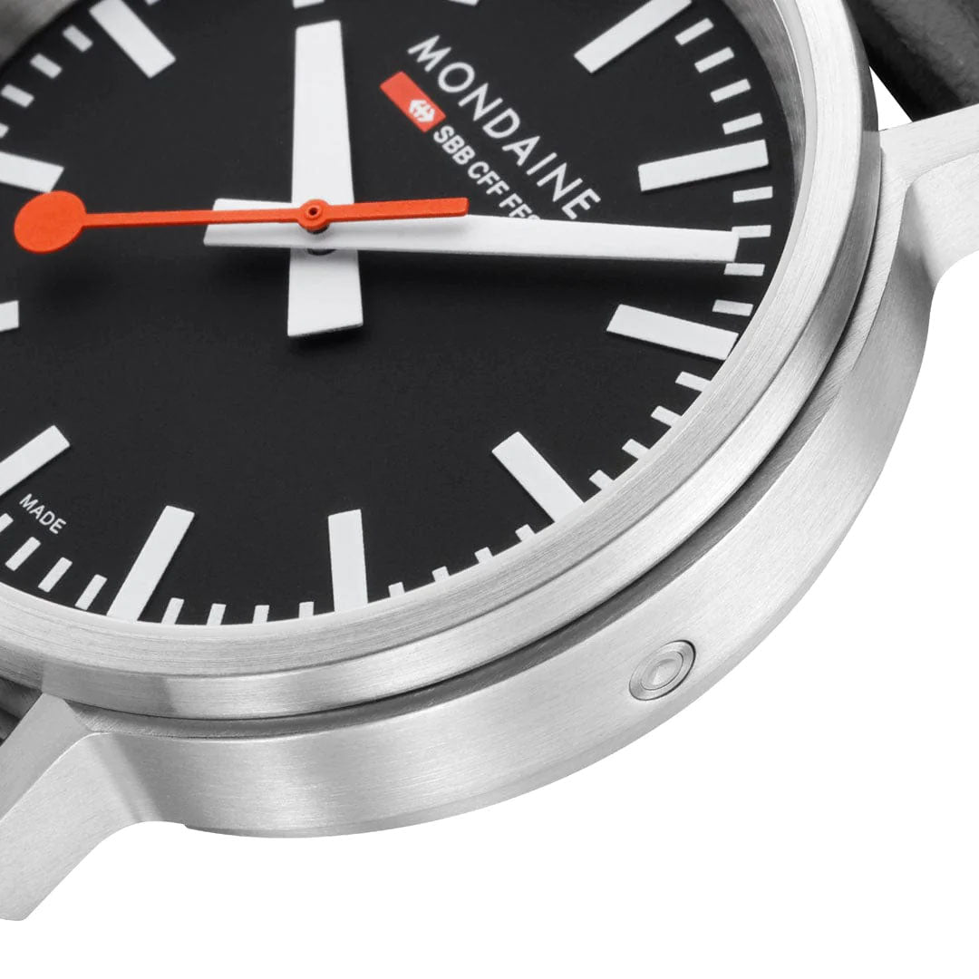Mondaine SBB Stop2Go Black Grape Leather Watch MST.41020.LBV.2SE Image 4