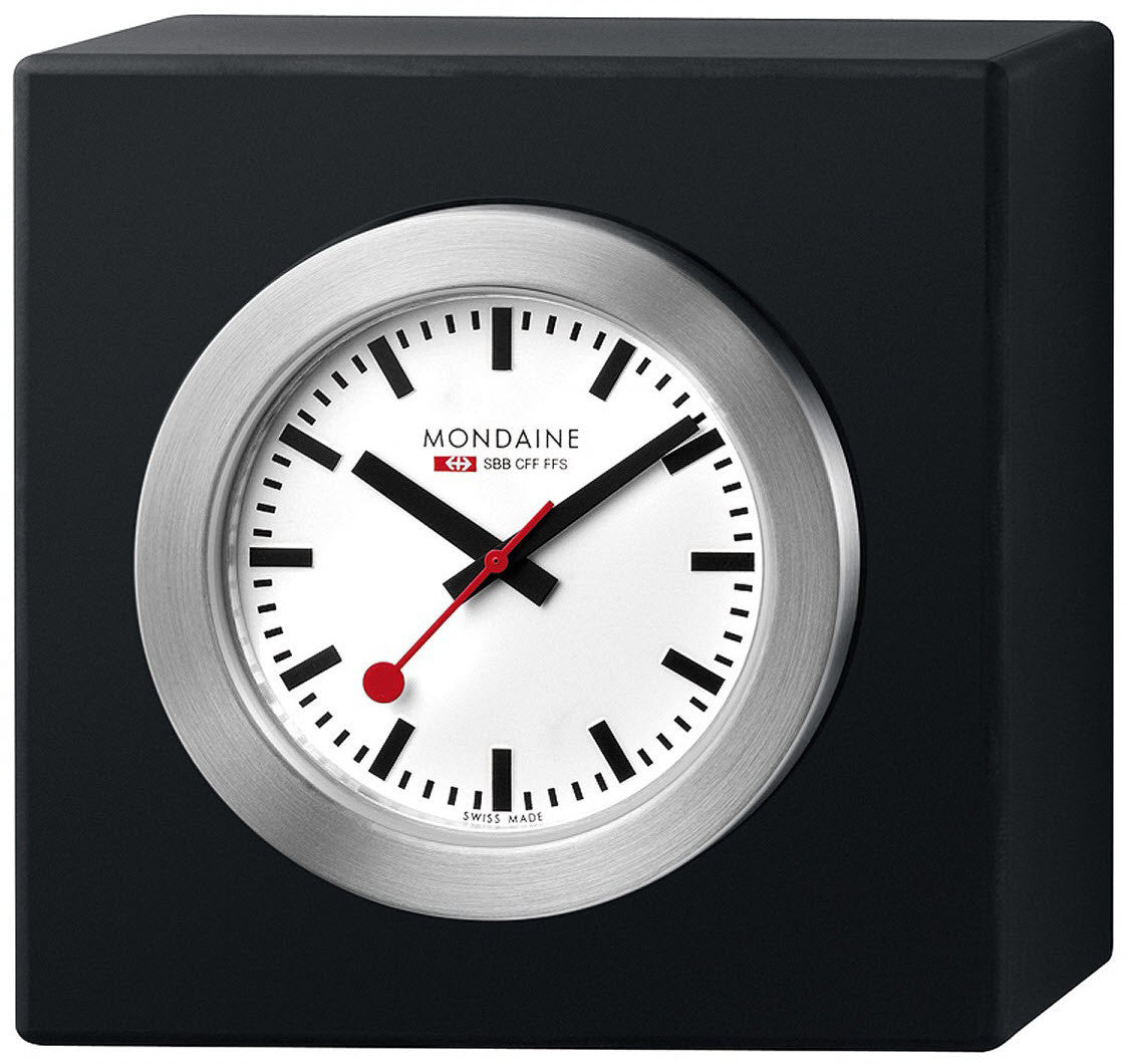 Mondaine Square Desk Clock Magnet Black 5cm A660.30318.84SBB Image 1