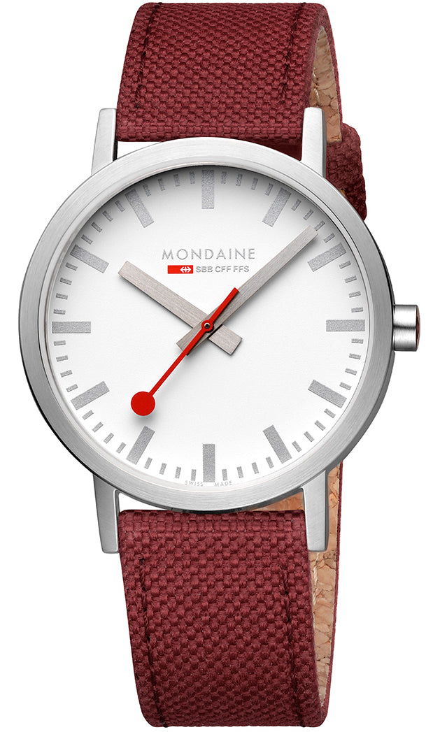 Mondaine Watch Classic Dark Cherry Textile D A660.30360.17SBC Image 1
