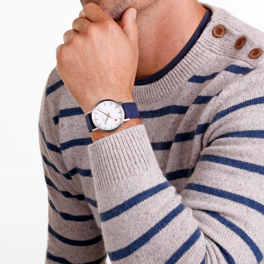 Mondaine Watch Classic Deep Ocean Blue Textile D A660.30360.17SBD1 Image 8