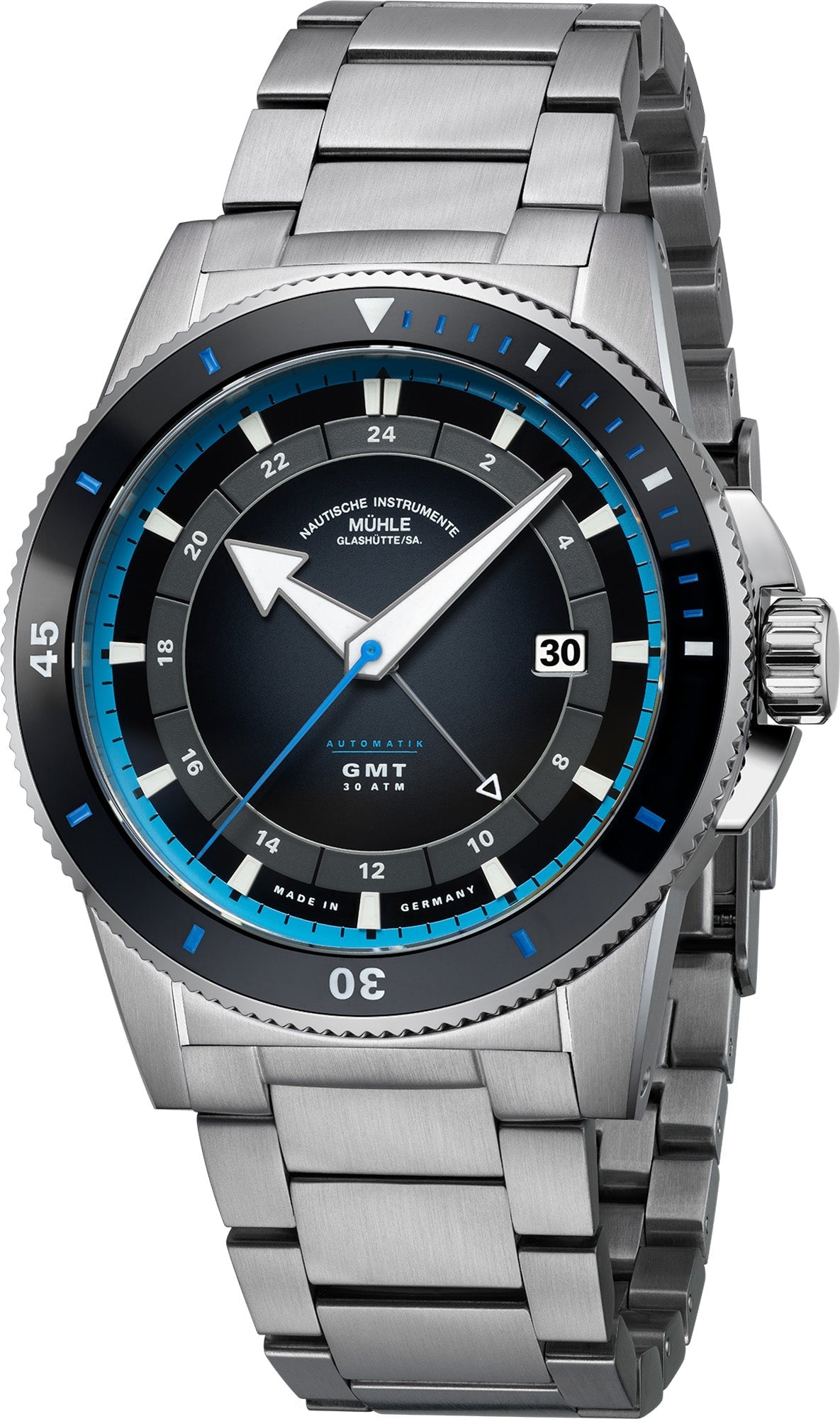 Muhle Glashutte Sportivo Travel GMT Bracelet Watch M1-52-13-MB Image 1