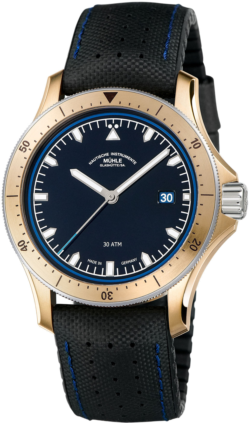 Muhle Glashutte Watch ProMare Go Bronze Leather Rubber Limited Edition M1-42-37-NB Image 1