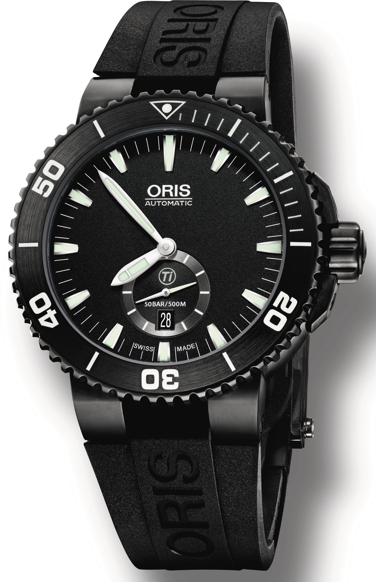 Oris Watch Aquis Date Small Second DLC Rubber 01 739 7674 7754-07 4 26 34BTE Image 1