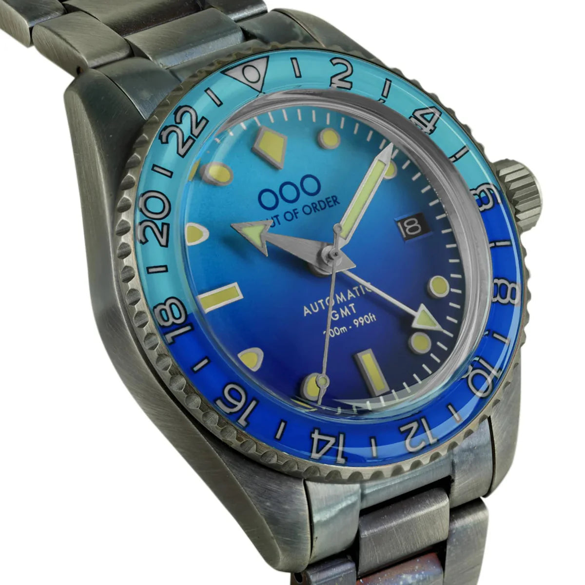 Out Of Order Bomba Blue Shaker Automatic GMT Ultra Distressed Watch OOO.001-25.BB.BAND Image 3
