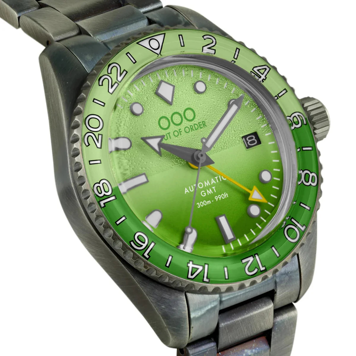 Out Of Order Midori Shaker Green Automatic GMT Ultra Distressed Watch OOO.001-25.MI.BAND Image 3