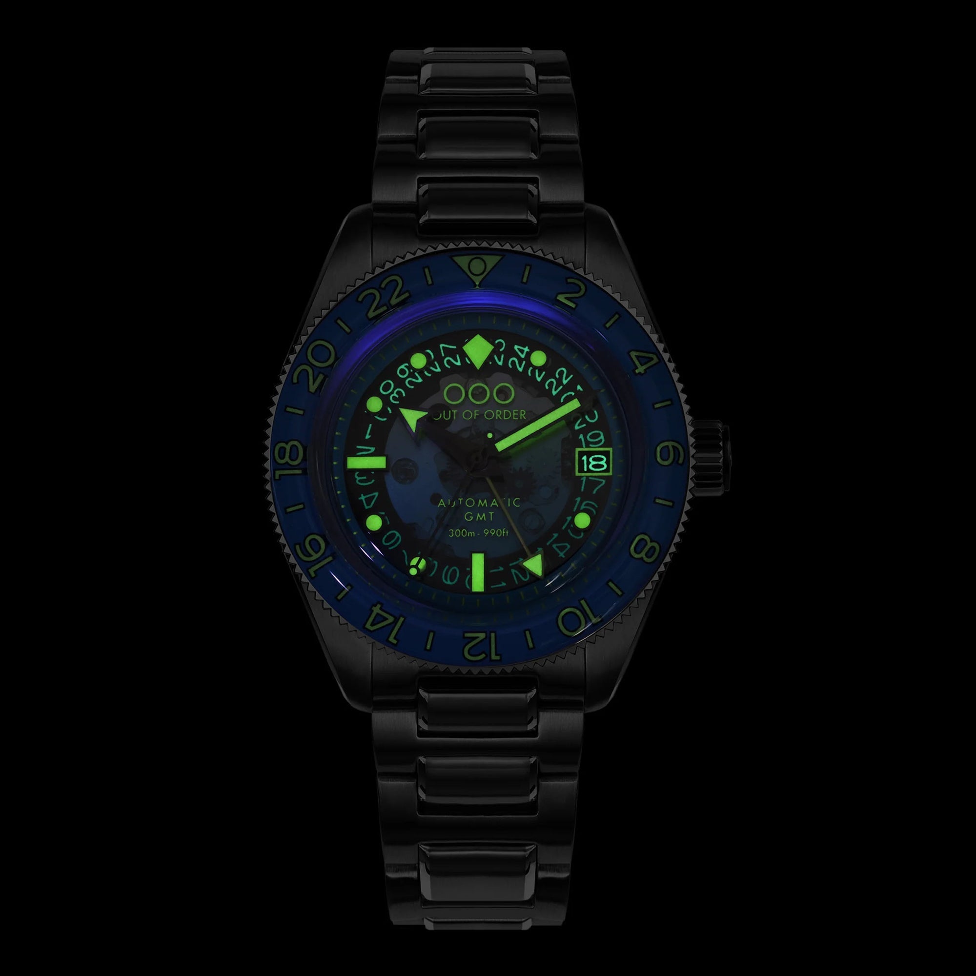 Out Of Order Shaker Angelo Azzuro Automatic GMT Limited Edition Watch OOO.001-25.AA.BAND.SS Image 2