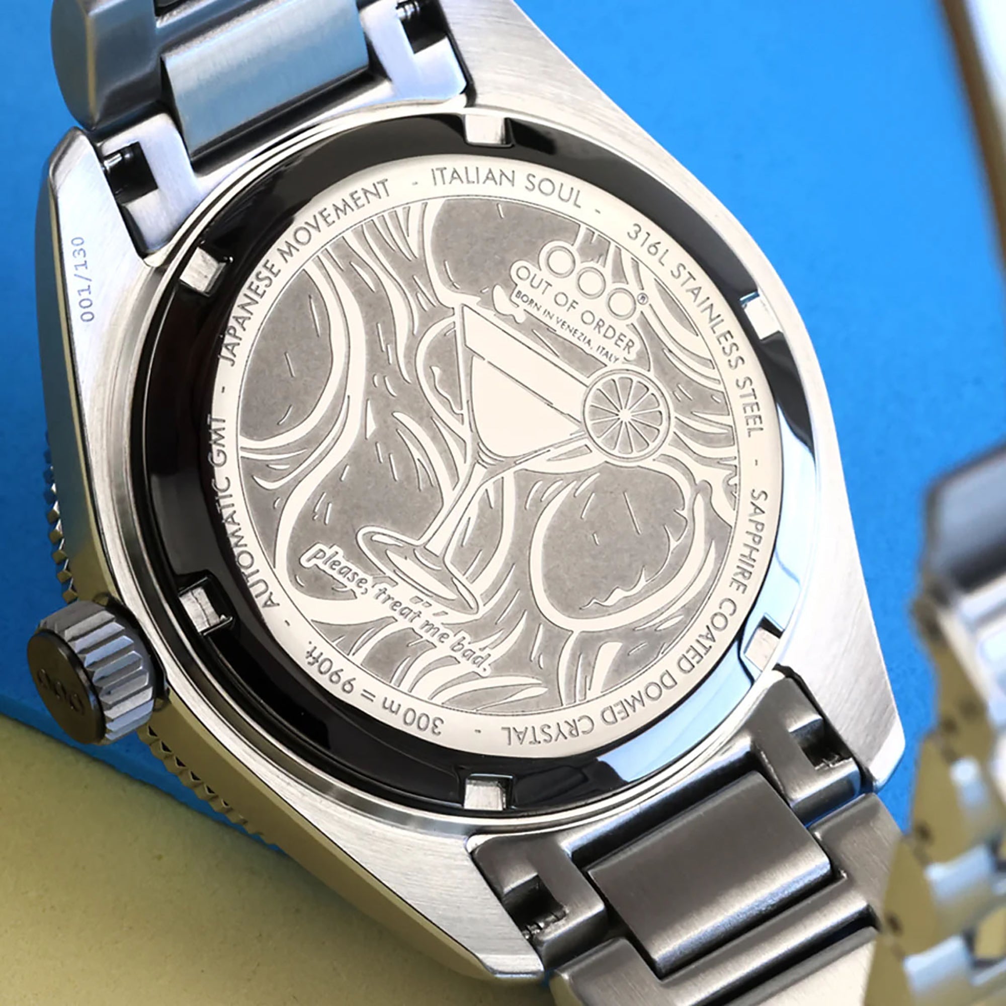 Out Of Order Shaker Angelo Azzuro Automatic GMT Limited Edition Watch OOO.001-25.AA.BAND.SS Image 5