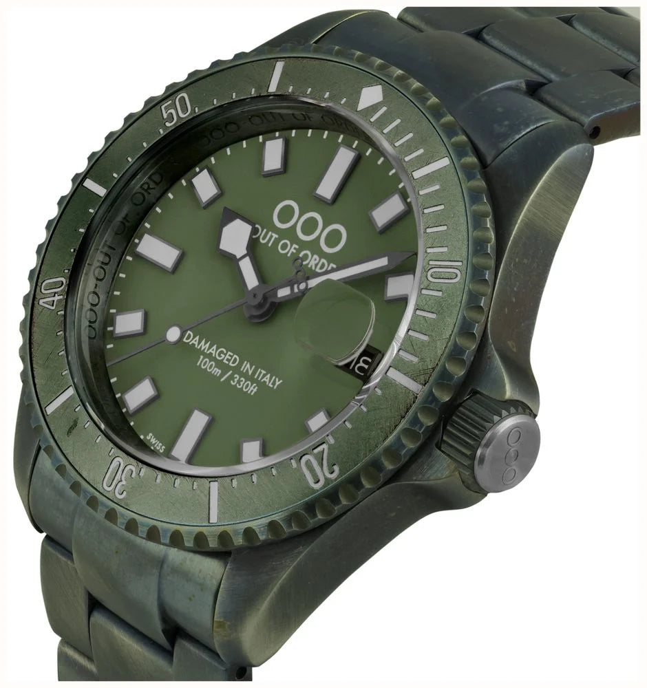 Out Of Order Verde Oliva Green Casanova Ultra Distressed Steel Watch OOO.001-27.VE Image 2