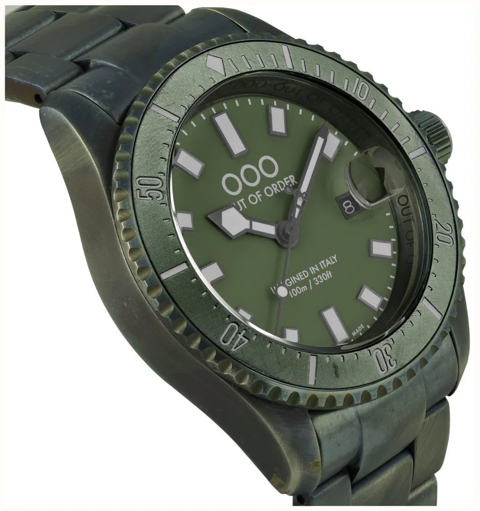 Out Of Order Verde Oliva Green Casanova Ultra Distressed Steel Watch OOO.001-27.VE Image 3