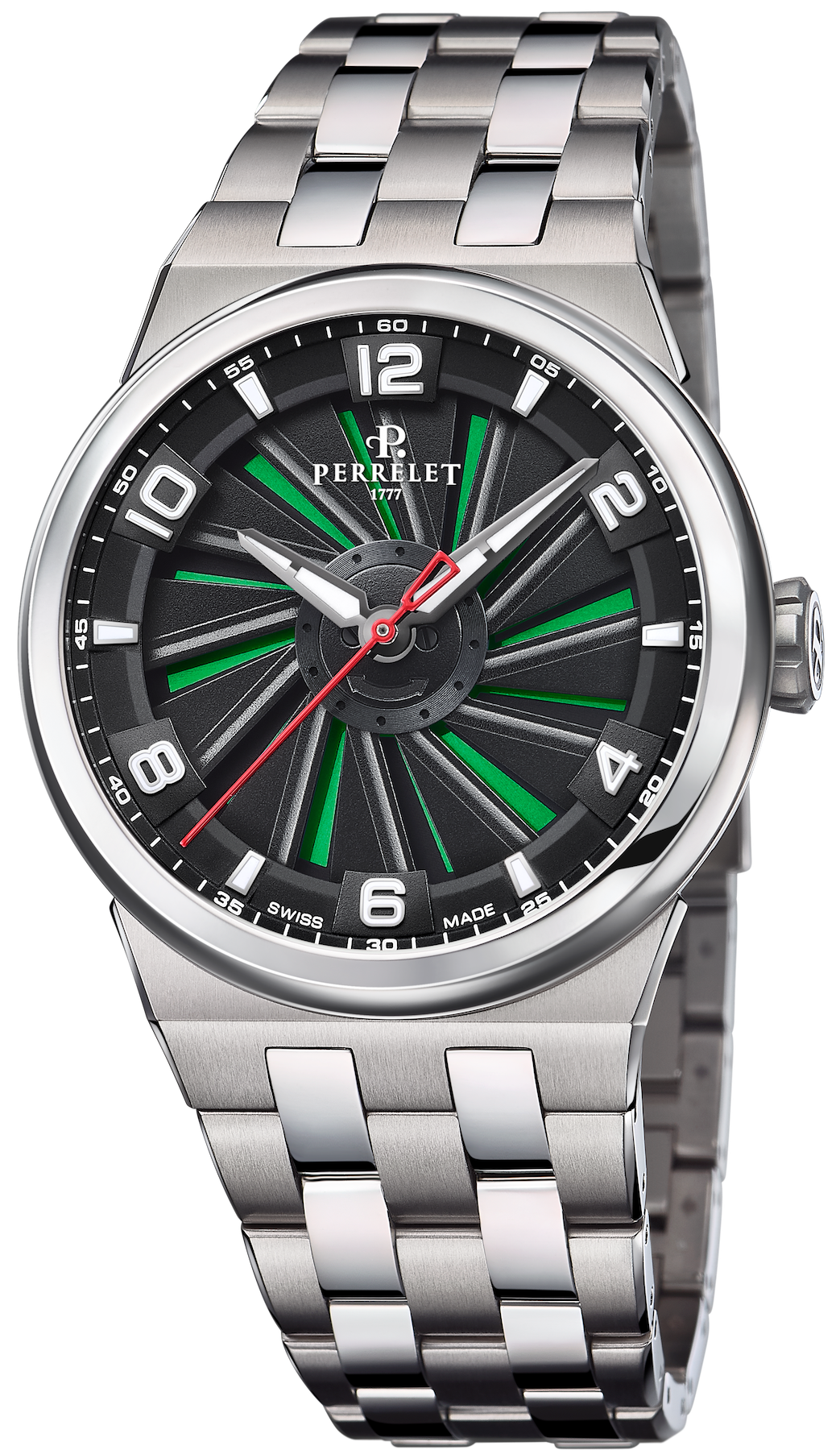Perrelet Turbine Titanium 41 Green Bracelet Watch A4066/3 Image 1