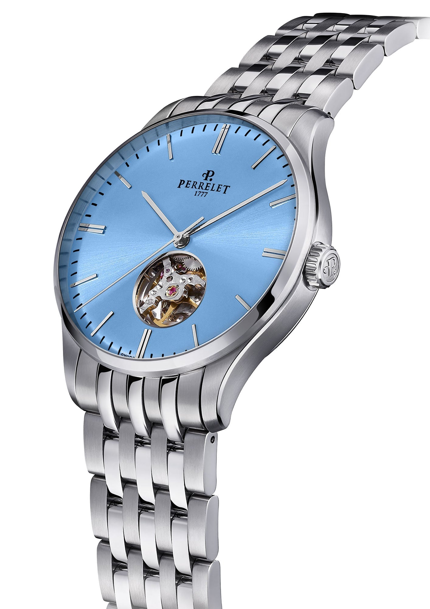 Perrelet Weekend 3 Hands Open Heart Ice Blue Bracelet Watch A1302/9 Image 3
