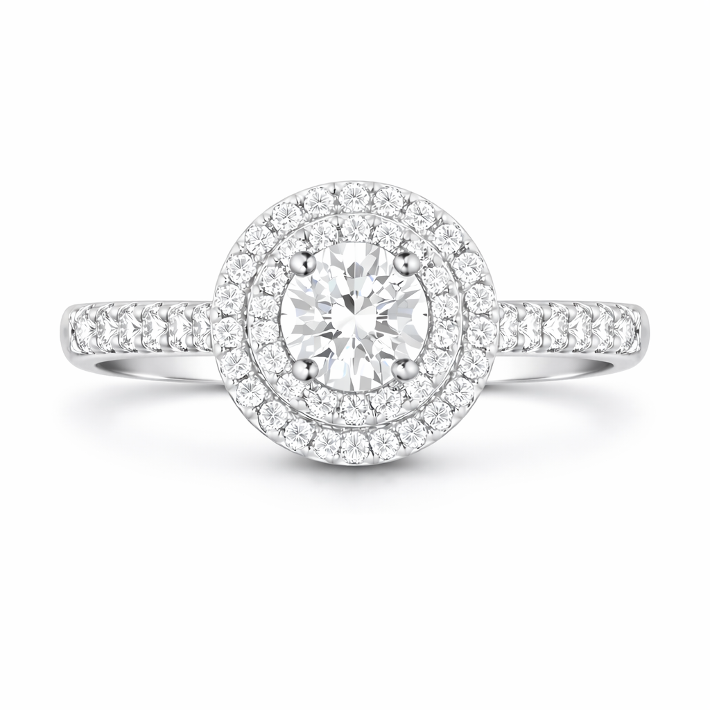 Platinum Diamond Brilliant Round Cut Cluster Shoulder Set Ring 14655 Image 3