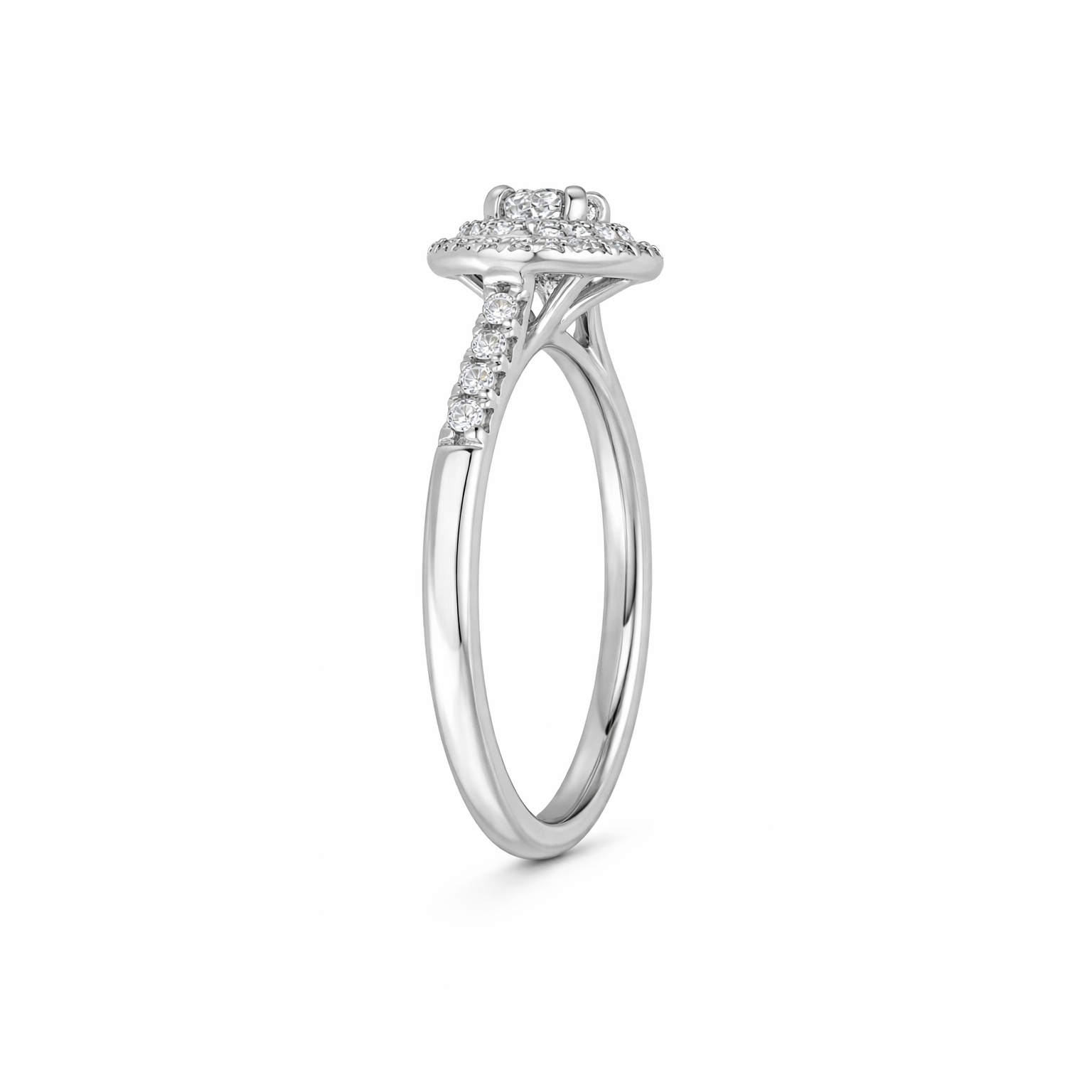 Platinum Diamond Brilliant Round Cut Cluster Shoulder Set Ring 14655 Image 5