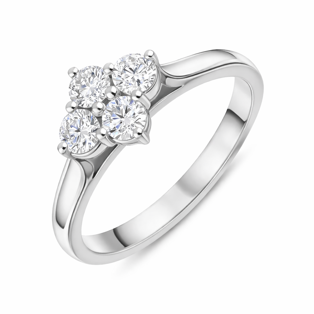 Platinum Diamond Four Stone Cluster Ring 13981 Image 1