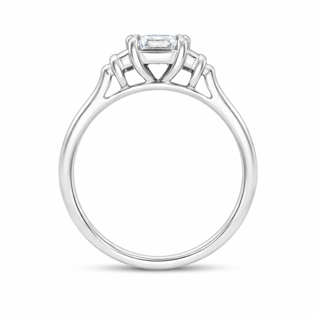 Platinum Diamond GIA Certified Emerald and Baguette Cut Ring 12662 Image 3