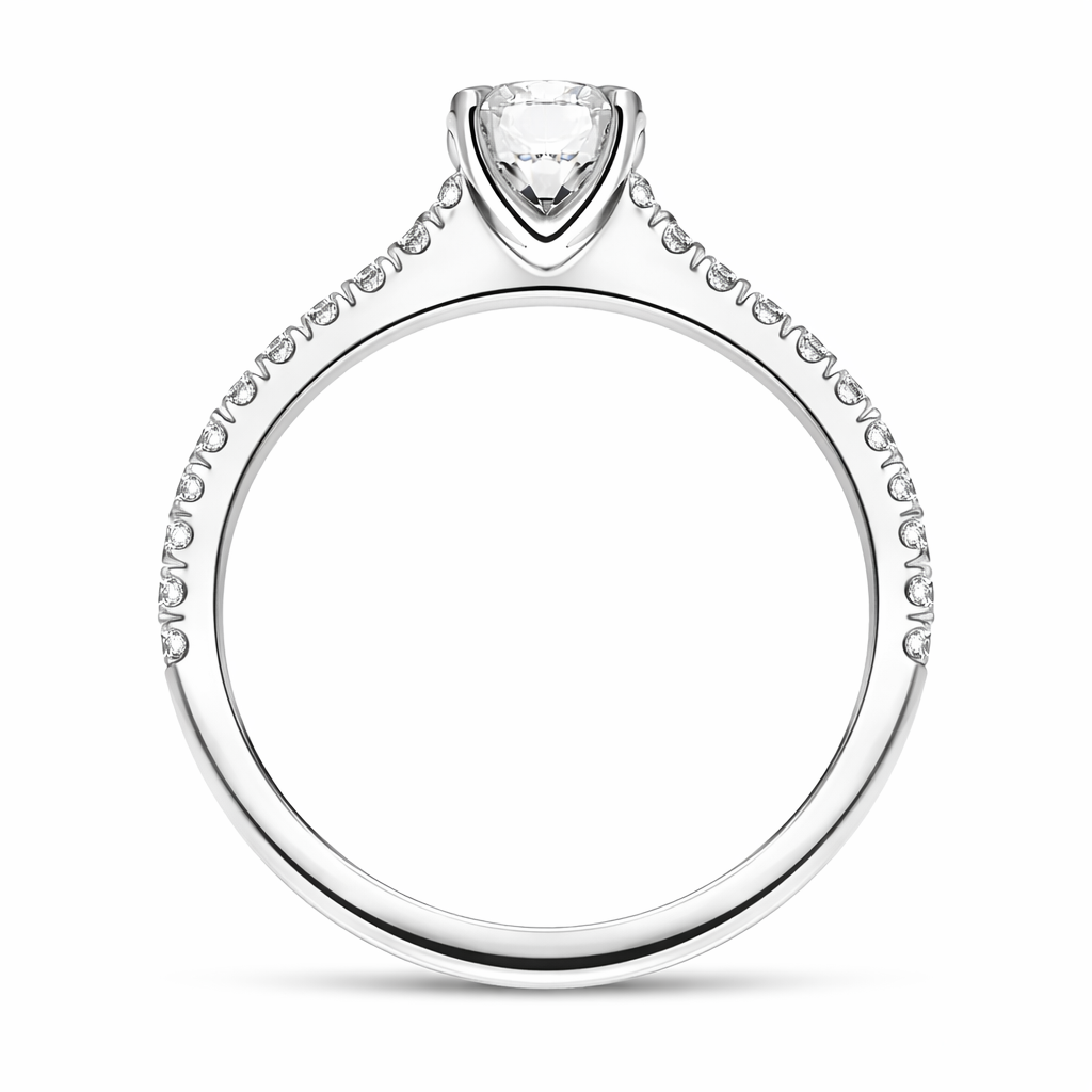 Platinum Diamond Solitaire Shoulder Set Ring A1460 Image 3