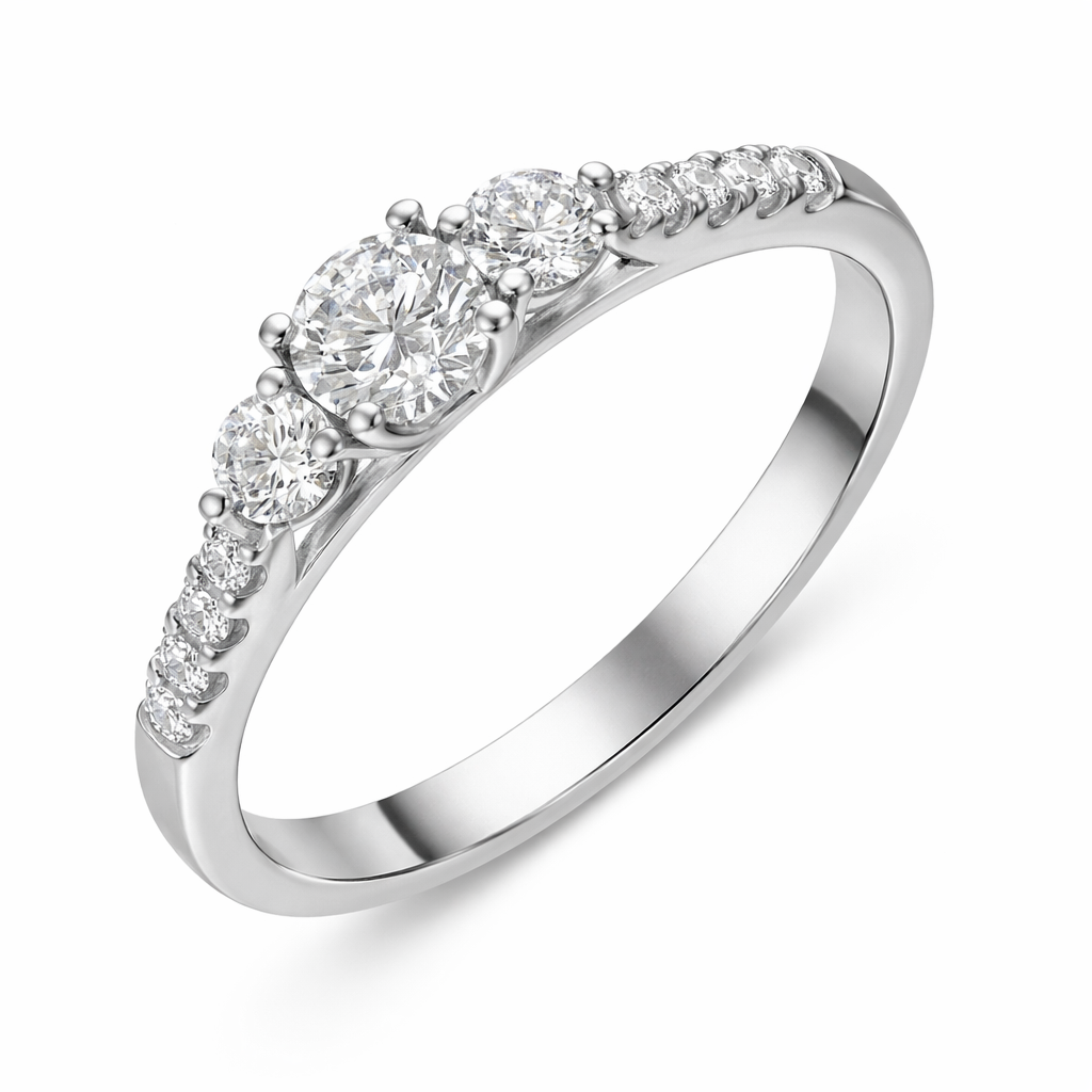 Platinum Diamond Three Stone Oval Cut Ring 16812 Image 1