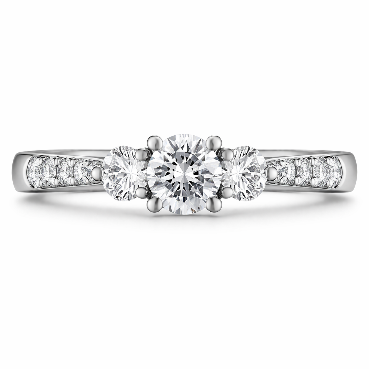Platinum Diamond Three Stone Oval Cut Ring 16812 Image 2